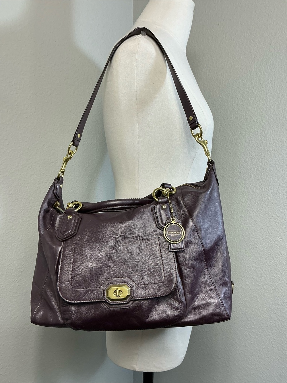 Coach Kristin Leather Satchel Shoulder Bag Purse Burgundy Oxblood